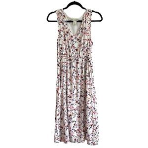 Cynthia Rowley Womens Sleeveless White Dress 6 Floral Elastic Waist Pockets